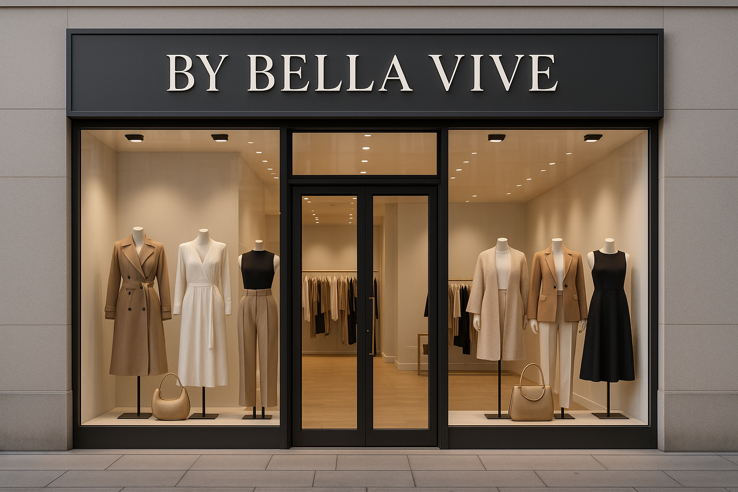 By Bella Vive winkel met aan de buitenkant van de winkel een bord met de naam er op winkel die kleding verkoopt maar een nette foto 